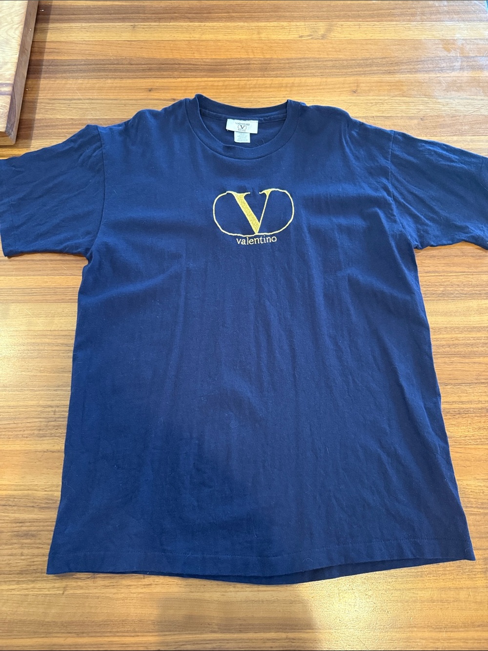 EUC Valentino Vintage Oversized gold embroidered Logo T Shirt